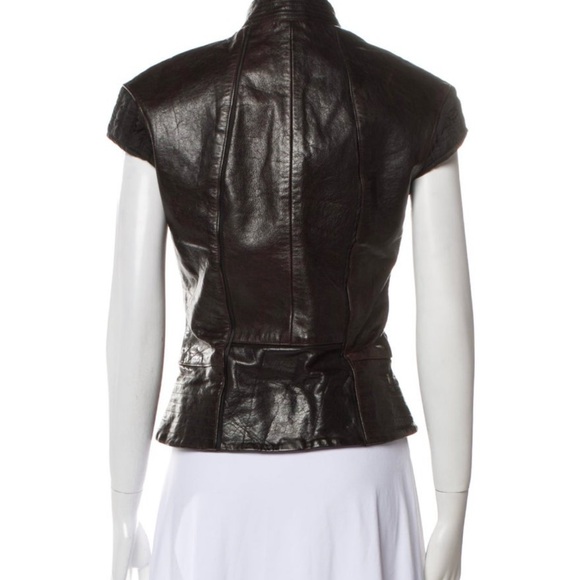 Gary Graham Brown Leather Vest, Size 4 - Picture 3 of 16